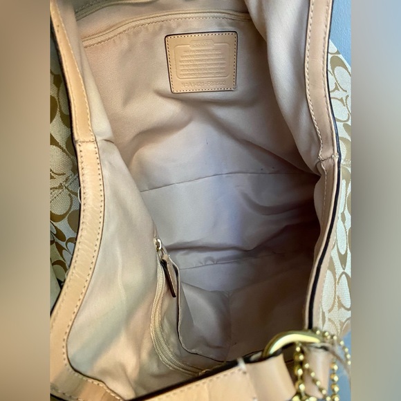 Coach Signature Devin Emerald Canvas Stripe Shoulder Bag - Picture 11 of 12